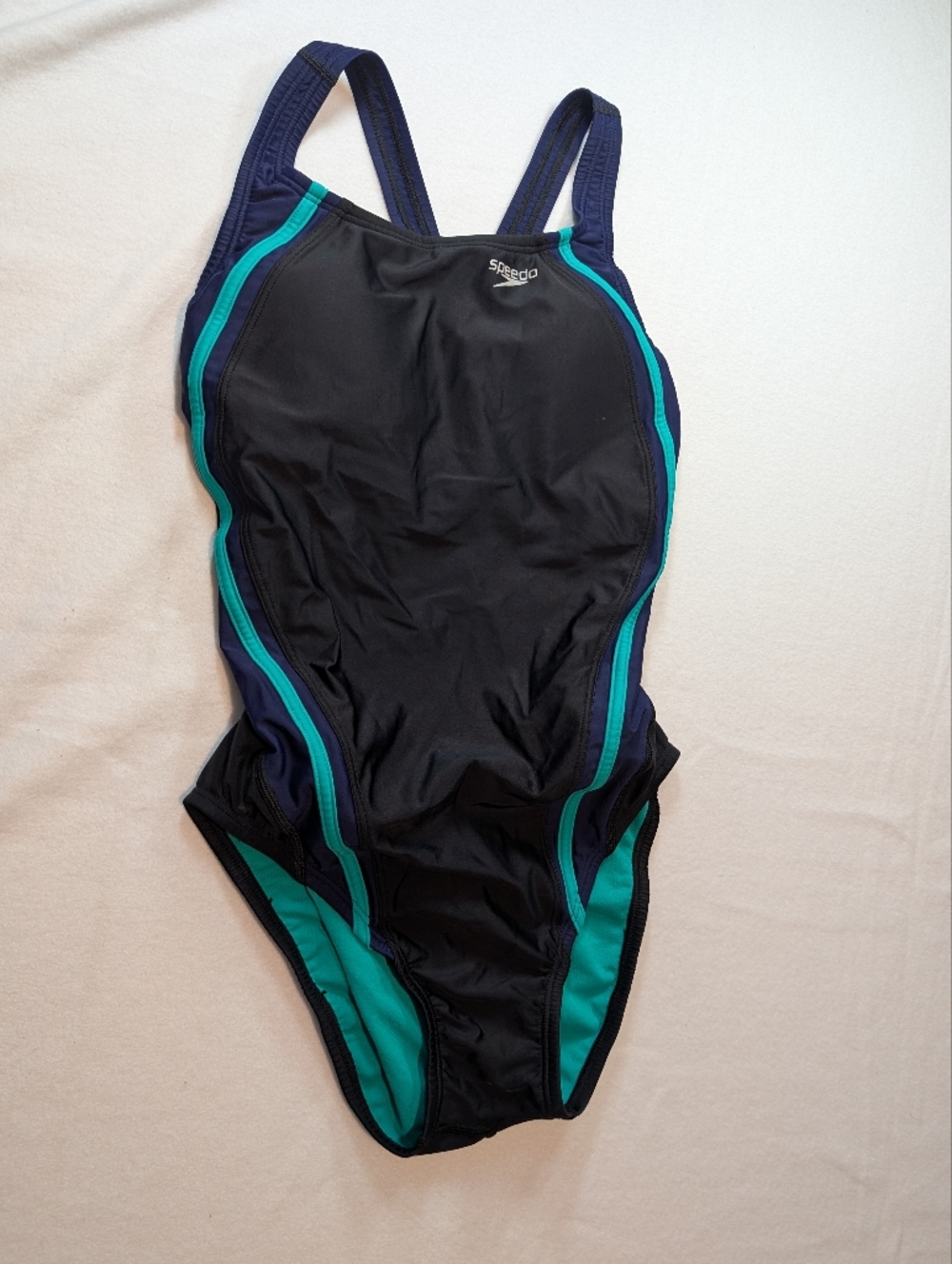 Speedo Black‎ Swimsuit with Teal & Navy Trim